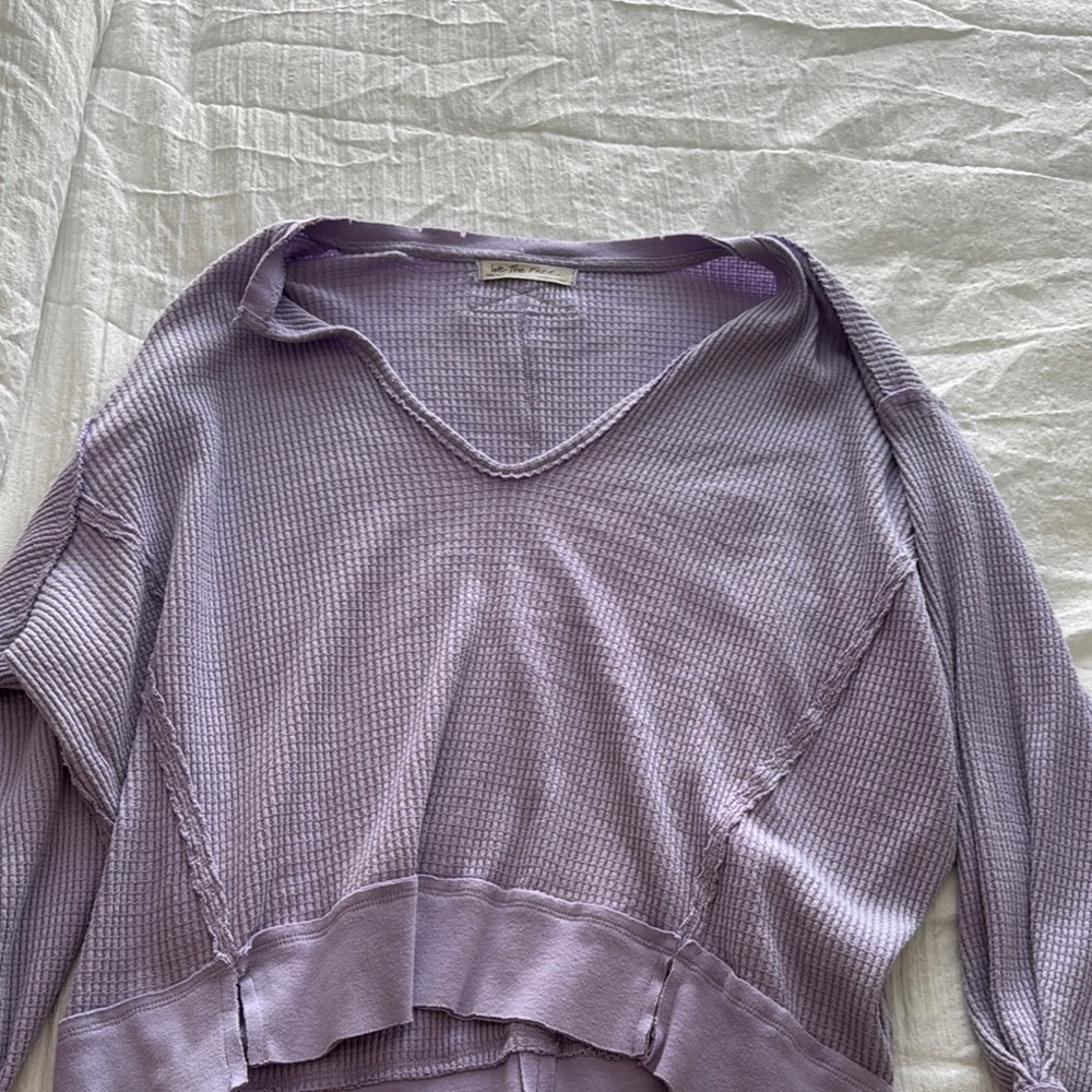 Free People Lilac V-Neck Knit Top